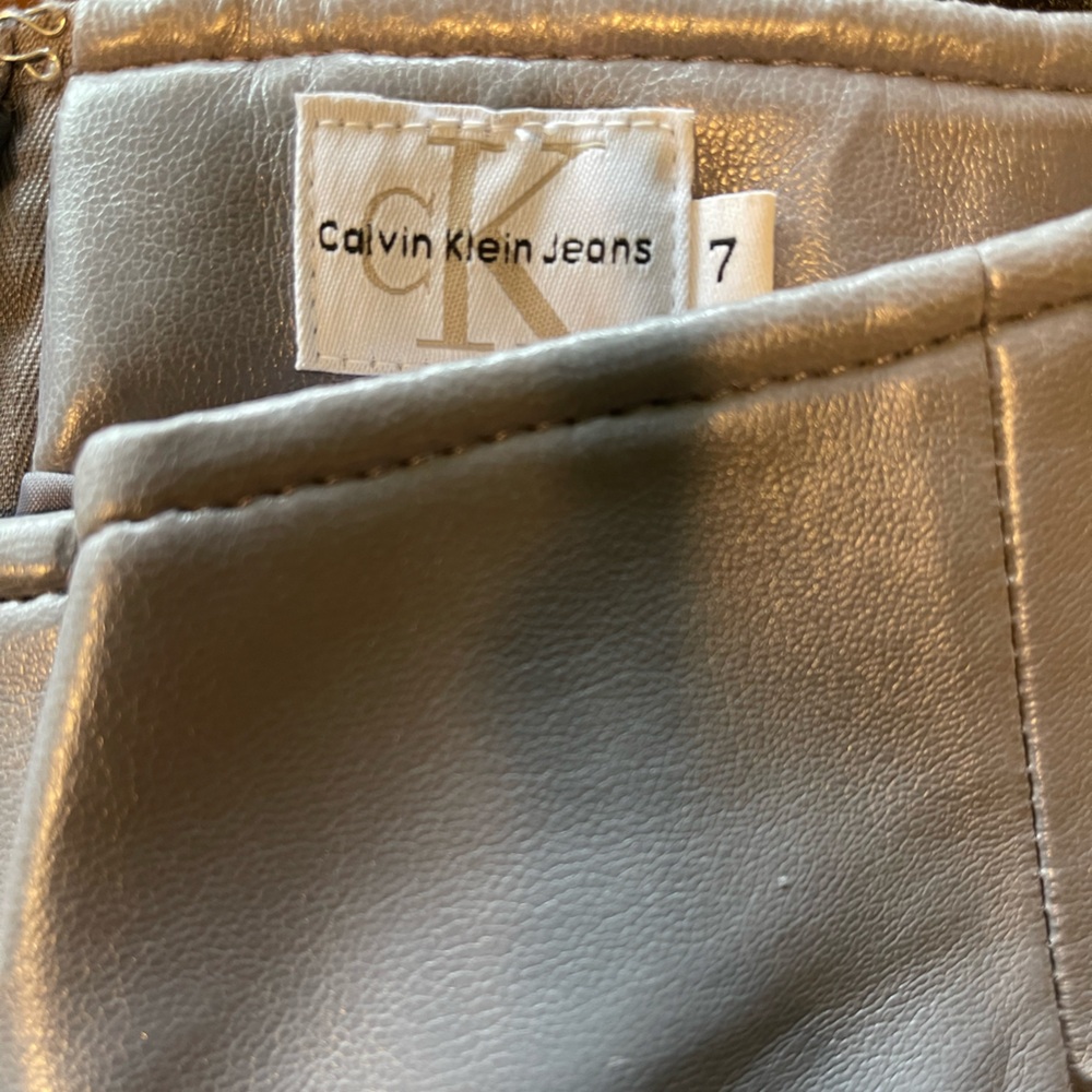 Calvin Klein Silver Leather Pants